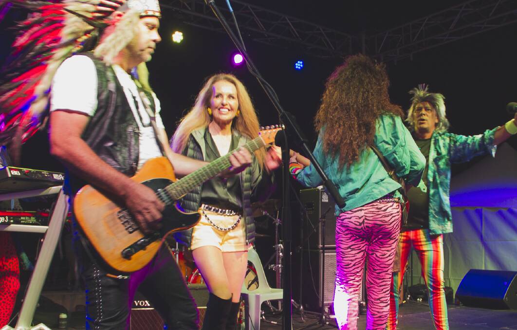 Major Dunsborough Arts Festival event sponsor Dianne Laurance on stage with Oats Supply on Sunday night. Picture by Chad Jackson.