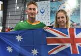 Team captains Kai Wagner and Nellie Lee (Margaret River) at the opening ceremony of the CMAS 6th Underwater Hockey Age Group World Championship. 