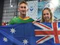 Team captains Kai Wagner and Nellie Lee (Margaret River) at the opening ceremony of the CMAS 6th Underwater Hockey Age Group World Championship. 