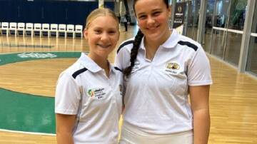 Busselton's Maizie Brown (left) is one of only two regional umpires to make the Western Australia Netball League (WANL) squad in 2024. Picture supplied. 