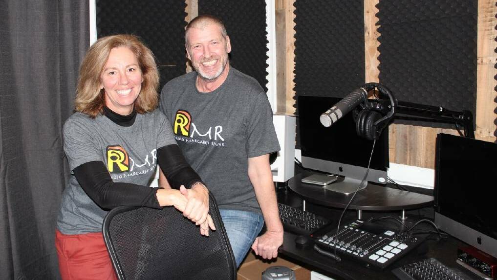 James Burke and Pip Mattiske in the Radio Margaret River studios. 